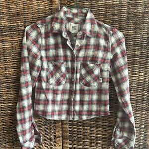 BDG Red Plaid Cropped Shirt, size S/P